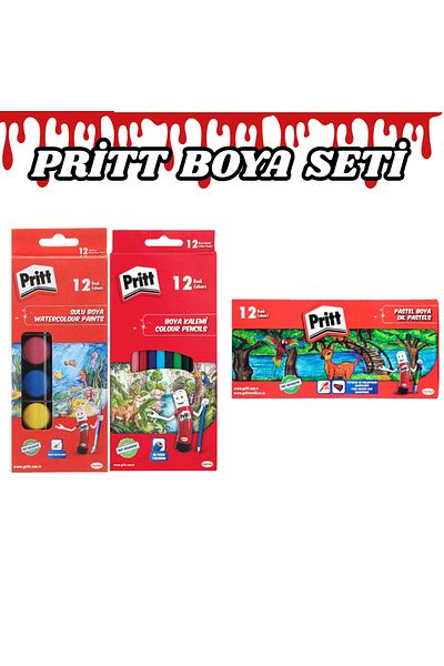 Pritt 12-Piece Water Color - 12-Piece Pastel Color - 12-Piece Dry Color Set
