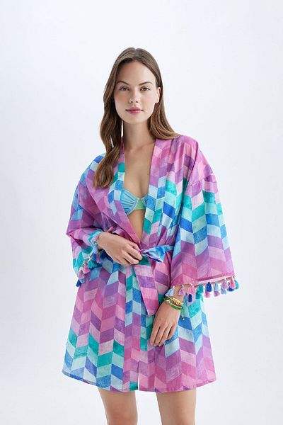 DeFacto Be in Love Regular Fit gemusterte Strandmode aus Baumwolle - Z9813AZ24SM
