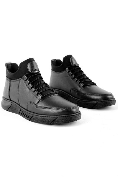 Lal Shoes & Bags Мъжки водолазни ботуши Corla от естествена кожа с връзки, черни