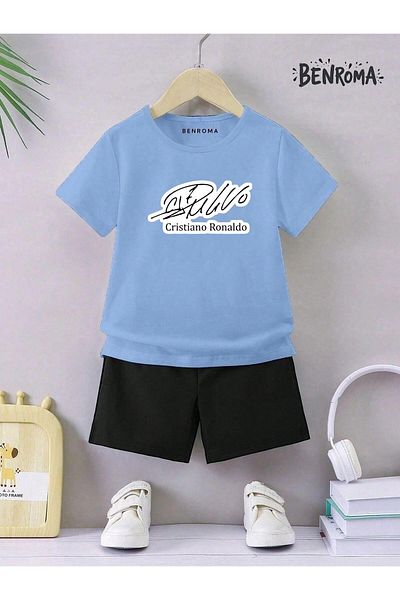 BENROMA Set pantaloni scurți unisex pentru copii - imprimat cu caractere