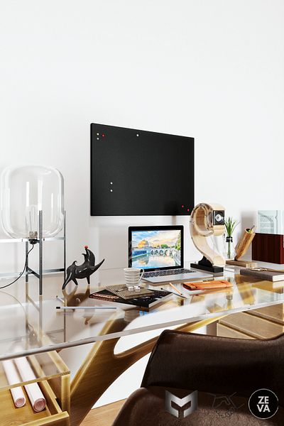 Zeva Tasarım 70X50 cm Black Magnet Metal with Gift - Note, Photo Hanger and Decorative Board