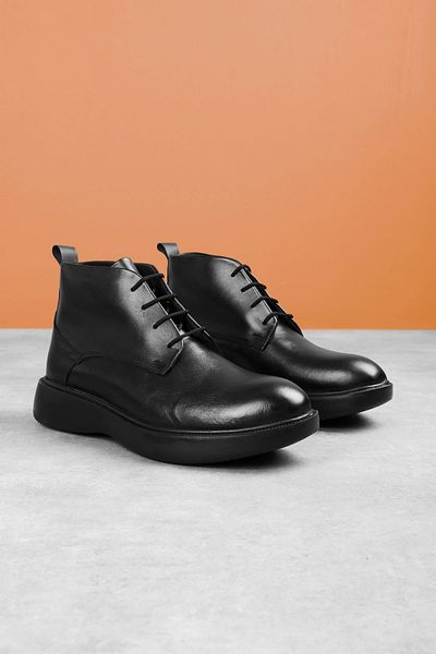 Lal Shoes & Bags Мъжки ботуши Benedict с връзки и дебела подметка от естествена кожа - черни