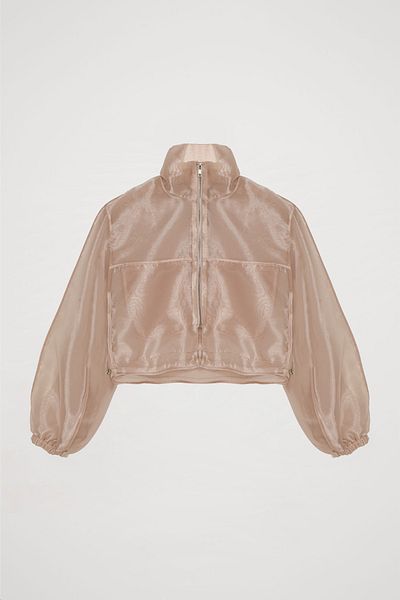 Quzu Μπουφάν Bomber Beige - Λεπτομέρεια από Οργάντζα και Τούλι