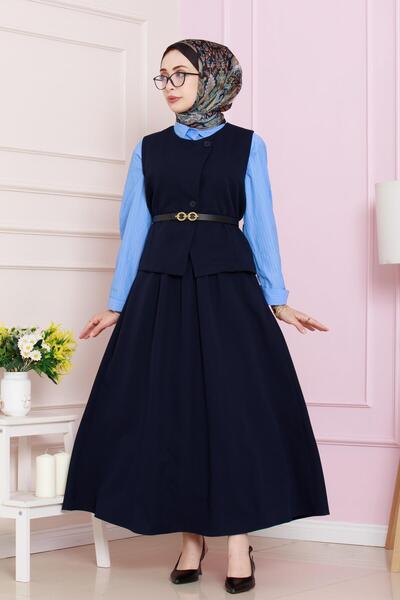 Sevitli Σετ Navy Blue Double - Σετ γιλέκο και μπουφάν
