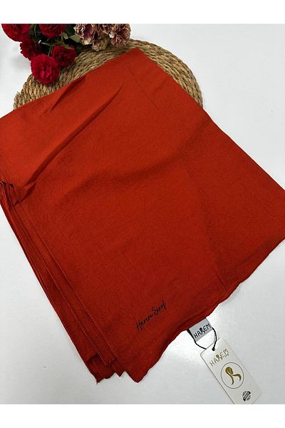 HAREM SCARF Χρώμα τούβλου Harem Voile Μεταξένιο Σάλι - HVH0235