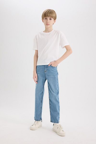 DeFacto Jungen-Jeans mit lockerer Passform und geradem Bein, Basic-Jeans mit Pailletten, D6489a825sm