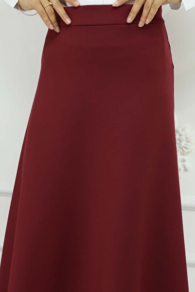 benguen Claret Red Scuba Flared Skirt - Model 212