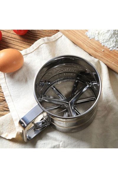 tafce Practical Stainless Metal Flour Sieve - Stainless Metal Flour and Sugar Sieve - Metal Sieve