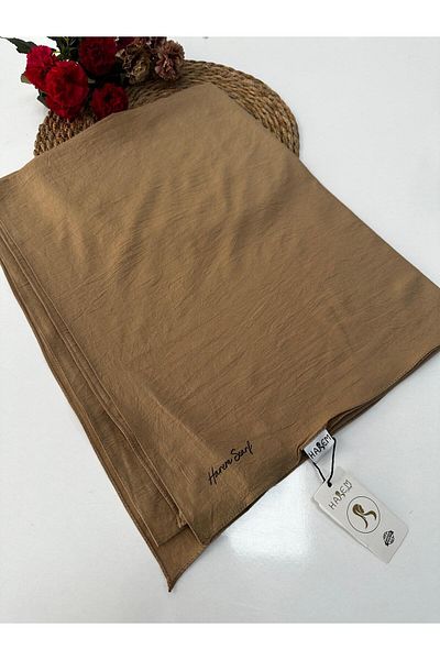 HAREM SCARF Ασιατικό βαμβακερό σάλι Harem σε καφέ χρώμα - HFA0139