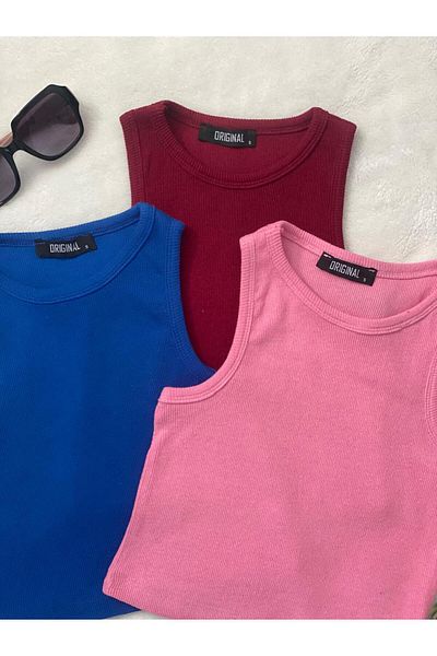 Wearflawless Γυναικεία μπλούζα με γιακά με λουράκι με μηδενικό μανίκι 3 τεμαχίων