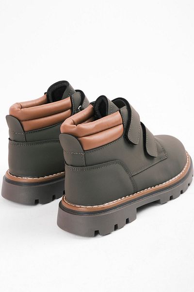 Lal Shoes & Bags Унисекс детски ботуши в цвят каки - с велкро, дължина до глезена