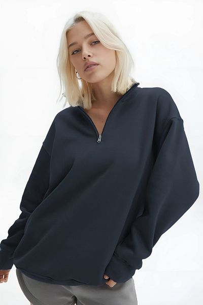 BayBayan Women's Long Sleeve Basic Stylish Design Half Zipper Sweater