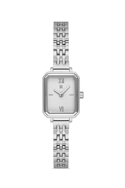 Romanson Rm1B28Llwwas2W Small Rectangular Case Steel Cord Silver Color Women Wrist Watch