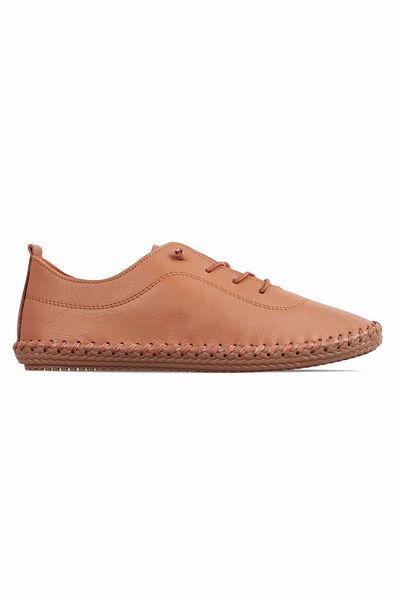 Lal Shoes & Bags Toore Pantofi ocazionali din piele naturală pentru femei, cu detaliu de cusut - maro