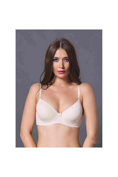 Magic Form 3045 Thin Sponge Plain Fabric Bra - Ecru