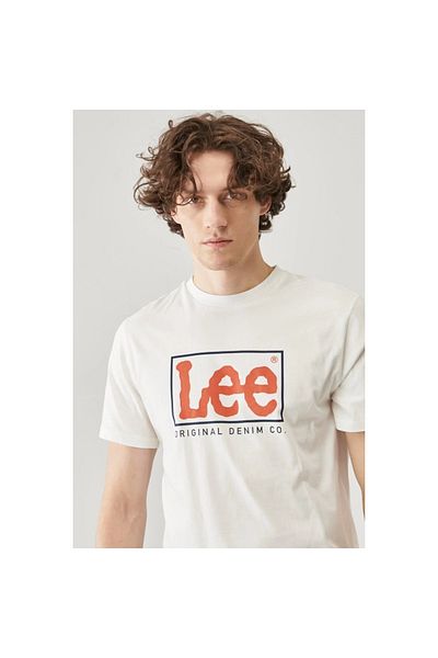 Lee Ελαφρύ ανδρικό T-shirt Ss Xm Wobbly Logo Crew Neck Crew Neck - L68tysmk