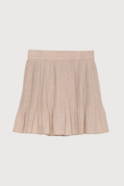 Quzu Fusta mini naturală - cu pliuri și talie elastică