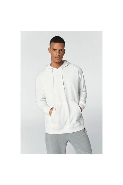 hummel Мъжки бял суитшърт с качулка Johns Oversize