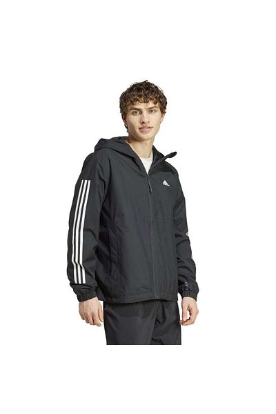 adidas Мъжко черно яке с качулка Essentials 3 Stripes R.R