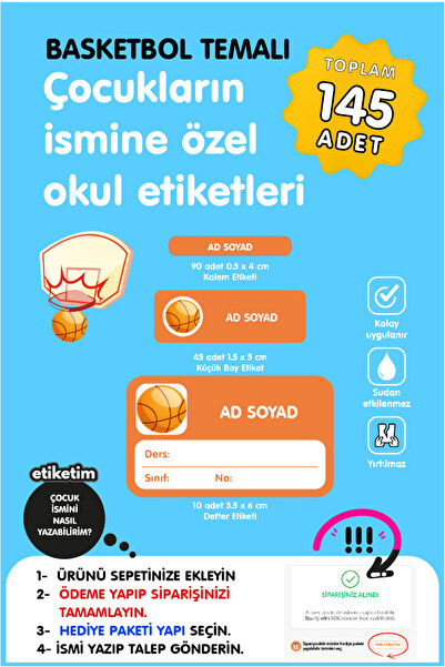 ETİKETİM Etiketim Basketbol Temalı Okul Etiketi