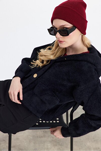 Rays 6642 Jachetă cu glugă cu buzunar neagră