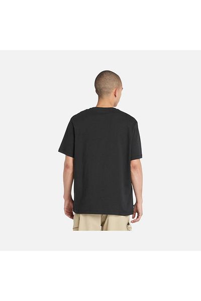 Timberland Tricou negru cu gât rotund pentru bărbați Graphic Slub