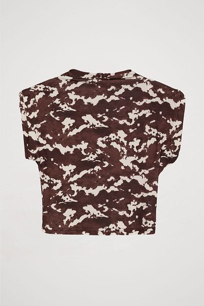 Quzu Brown Tank Top - Wave Pattern and Padded