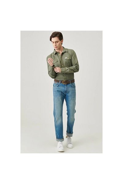 WRANGLER Texas Slim Ανδρικό Μπλε Τζιν