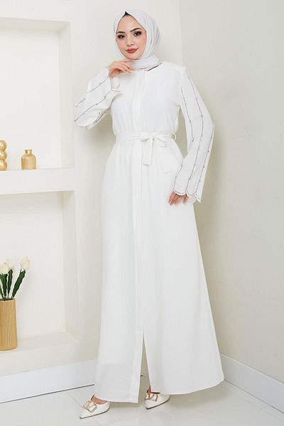 hafsamina White Stone Sleeve - Hidden Pat Ferace Hm2152