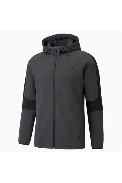 Puma Jachetă gri cu glugă pentru bărbați, cu fermoar complet Evostripe Core