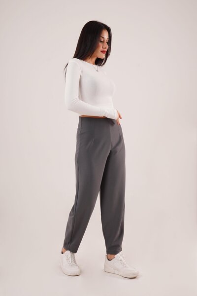 Hipo Trend بنطلون كريب أنثراسايت محبوك