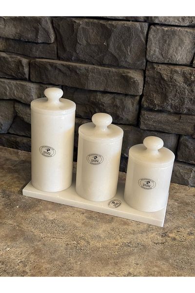 Polen Stone White Marble Spice Rack Set (4 Pieces)