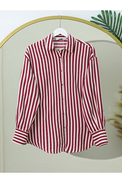HİJABAYA قميص مخطط بأزرار كبيرة الحجم