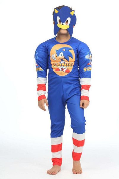 Butik Costum Sonic cu mușchi + Mască pentru ochi - Costum Sonic - Cosplay Sonic căptușit