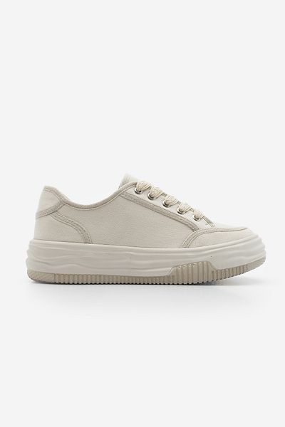 Marjin Damen-Sneaker aus Leinen – Ecru-Sportschuhe zum Schnüren