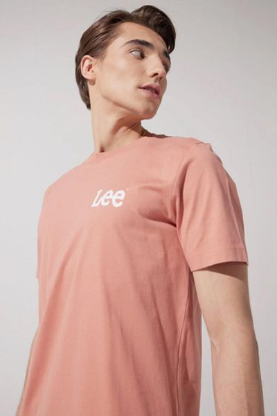 Lee Ανδρικό μπλουζάκι Ll04fquk Salmon με γραμμένο μπροστινό λαιμόκοψη