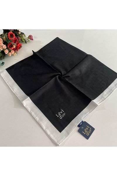 Levidor Φουλάρι Premium Monogram Μαύρο-Λευκό GX0201