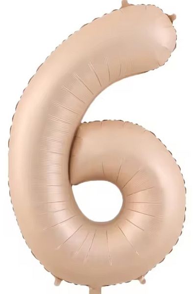 BeySüS Powder Color Matte 6 Number Foil Balloon 100 cm