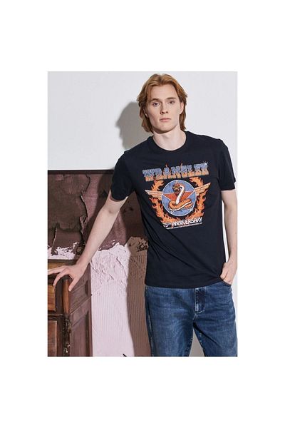 WRANGLER Ανδρικό μπλουζάκι με μαύρη λαιμόκοψη