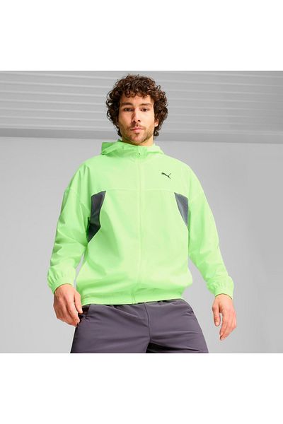Puma Ανδρικό παλτό με πράσινη κουκούλα με φερμουάρ Fit Woven