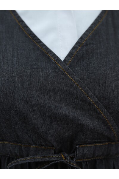 Modamorfo Tunnel Lace-Up V-Neck Denim Gilet - Anthracite