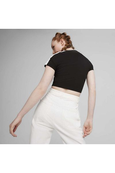 Puma T7 Baby - Дамска черна тениска с кръгло деколте
