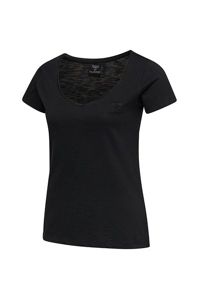 hummel Tricou negru cu gât rotund pentru femei Alma