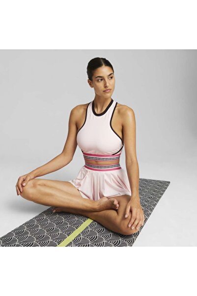 Puma Sutien sport pentru femei Lemlem Crop, roz, cu gât rotund