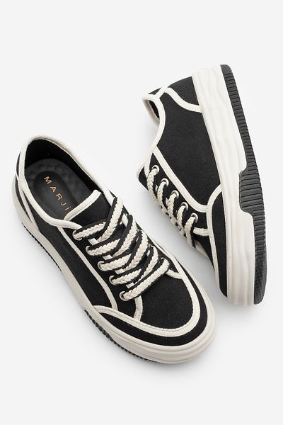 Marjin Damen-Sneaker aus schwarzem Leinen – Schnür- und Dofkin-Sportschuhe