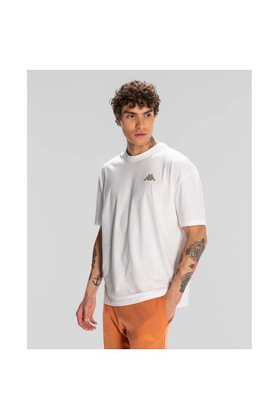 Kappa Tricou alb cu gât rotund pentru bărbați Sport Floyd