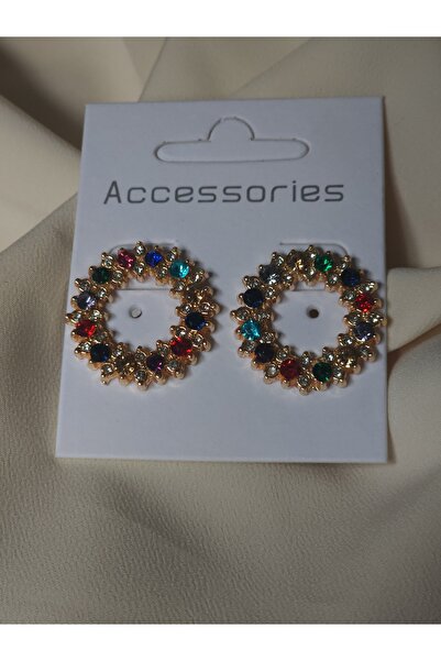 Avcıoğlu Aksesuar أقراط نسائية مختلط الألوان حجر الزركون أقراط مطلية بالذهب