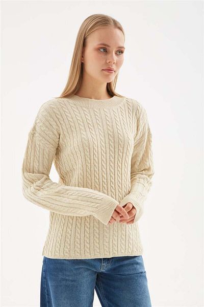 Fashion Friends Pulover cu sclipici de culoare bej