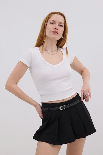 Addax Tricou cu mânecă scurtă cu decolteu în V P1622