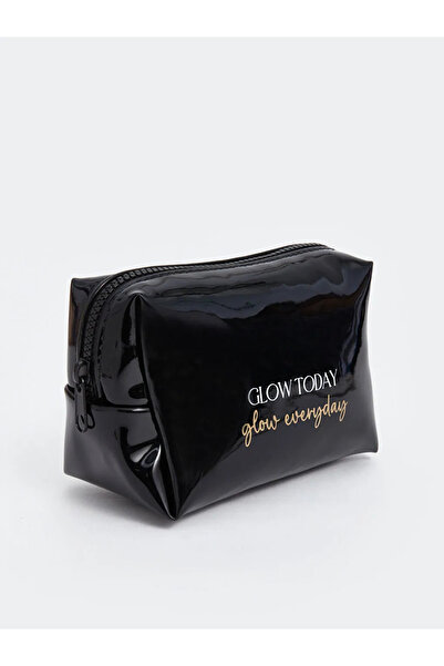 LC Waikiki LCW ACCESSORIES Siyah Yazı Baskılı Kadın Makyaj Çantası